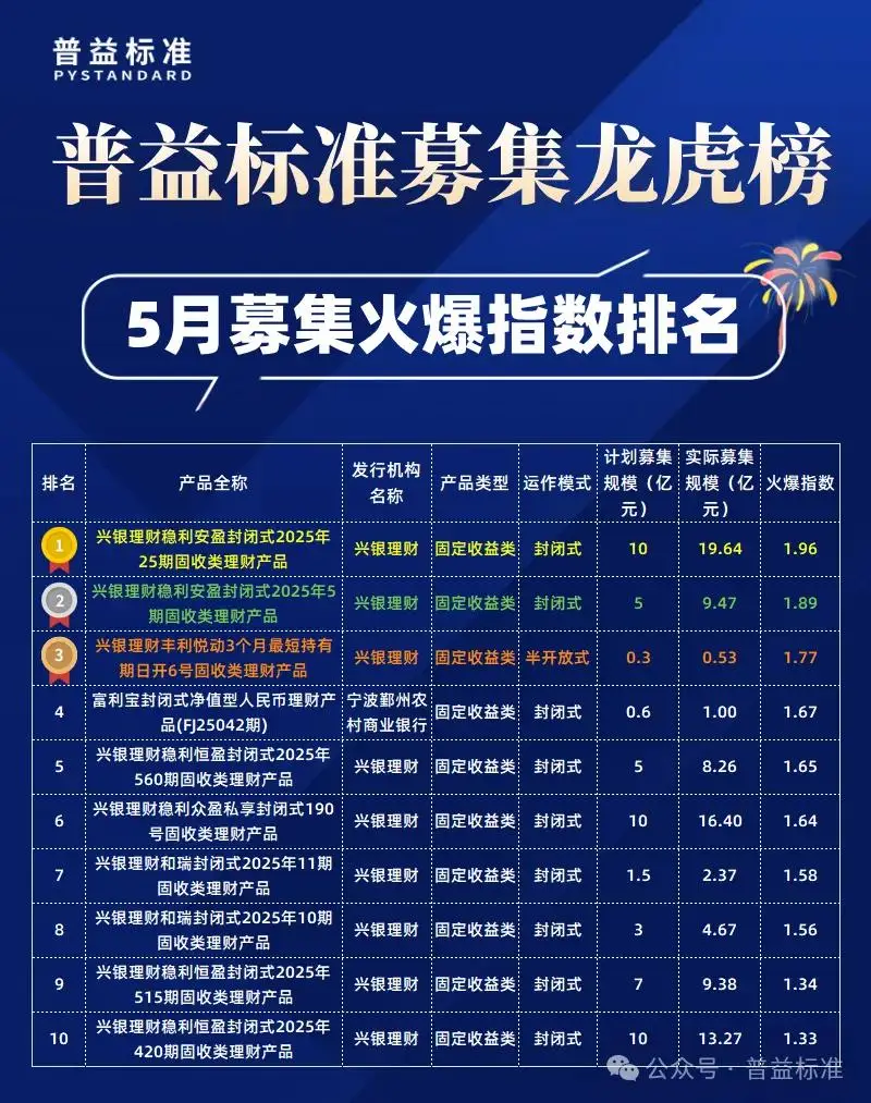 公募净值型理财产品募集规模排行榜_2025年5月公募净值型人民币理财产品排名_2025年个人理财产品募集金额