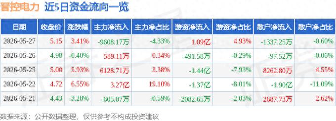 晋控电力2026目标价多少？主力资金流出，散户跟不跟？